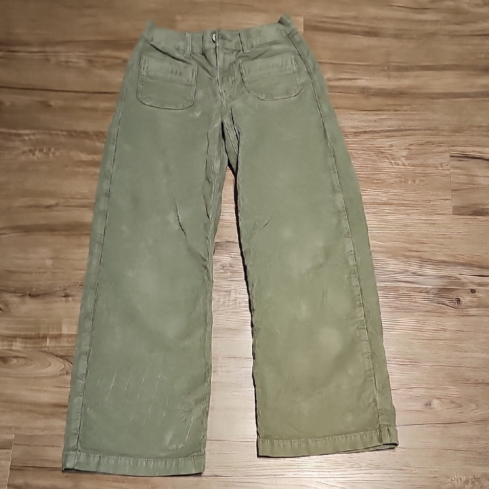 American Eagle Outfitters Olive Green Wide Leg Corduroy Jeans